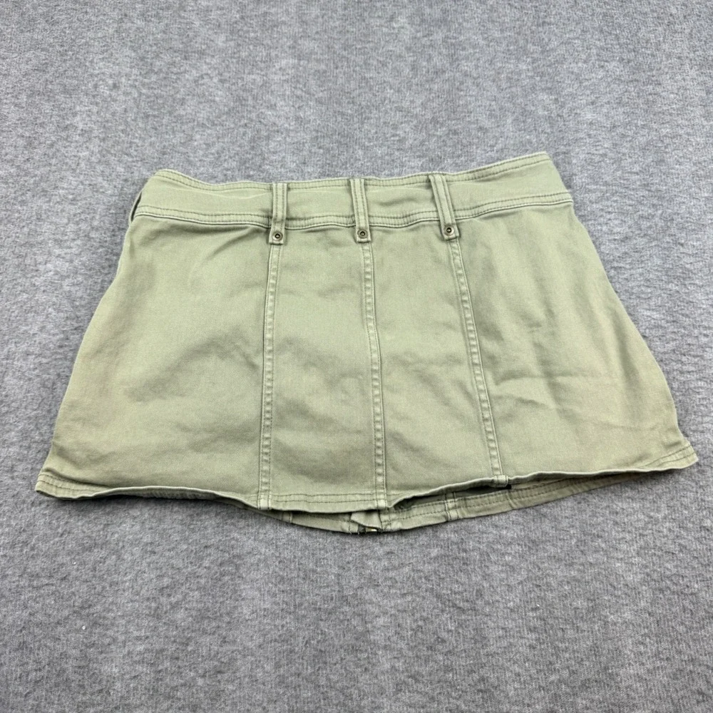 Free People Mini Skirt Womens 4 Green Full Zip Front Utility Twill Pocket Cotton